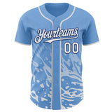 Custom Light Blue White-Royal Fluid Liquid Wave Splatter Authentic Baseball Jersey