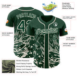 Custom Green-Cream Fluid Liquid Wave Splatter Authentic Baseball Jersey