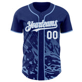 Custom Royal White-Light Blue Fluid Liquid Wave Splatter Authentic Baseball Jersey