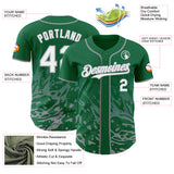 Custom Kelly Green White-Gray Fluid Liquid Wave Splatter Authentic Baseball Jersey