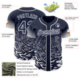 Custom Navy-White Fluid Wave Splatter Gradient Authentic Baseball Jersey