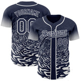 Custom Navy-White Fluid Wave Splatter Gradient Authentic Baseball Jersey