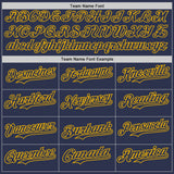 Custom Navy-Gold Fluid Wave Splatter Gradient Authentic Baseball Jersey