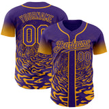 Custom Purple-Gold Fluid Wave Splatter Gradient Authentic Baseball Jersey
