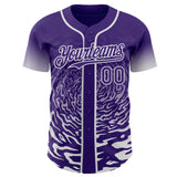 Custom Purple-White Fluid Wave Splatter Gradient Authentic Baseball Jersey