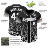 Custom Black White-Gray Fluid Wave Splatter Gradient Authentic Baseball Jersey
