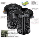 Custom Black-Gray Fluid Wave Splatter Gradient Authentic Baseball Jersey