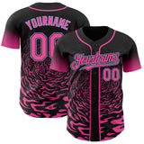 Custom Black Pink-Light Blue Fluid Wave Splatter Gradient Authentic Baseball Jersey