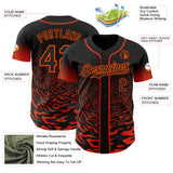 Custom Black-Orange Fluid Wave Splatter Gradient Authentic Baseball Jersey
