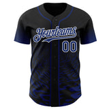 Custom Black Royal-White Fluid Wave Splatter Gradient Authentic Baseball Jersey
