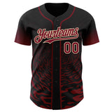 Custom Black Crimson-City Cream Fluid Wave Splatter Gradient Authentic Baseball Jersey