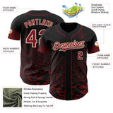 Custom Black Crimson-City Cream Fluid Wave Splatter Gradient Authentic Baseball Jersey
