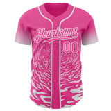 Custom Pink-White Fluid Wave Splatter Gradient Authentic Baseball Jersey