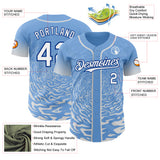 Custom Light Blue White-Royal Fluid Wave Splatter Gradient Authentic Baseball Jersey