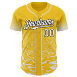 Custom Yellow White-Black Fluid Wave Splatter Gradient Authentic Baseball Jersey