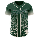 Custom Green Cream-Gray Fluid Wave Splatter Gradient Authentic Baseball Jersey