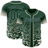 Custom Green Cream-Gray Fluid Wave Splatter Gradient Authentic Baseball Jersey