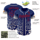 Custom Royal Cream-Red Fluid Wave Splatter Gradient Authentic Baseball Jersey
