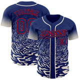 Custom Royal Cream-Red Fluid Wave Splatter Gradient Authentic Baseball Jersey