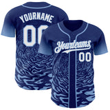 Custom Royal White-Light Blue Fluid Wave Splatter Gradient Authentic Baseball Jersey
