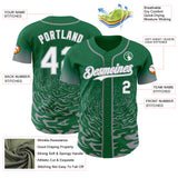 Custom Kelly Green White-Gray Fluid Wave Splatter Gradient Authentic Baseball Jersey