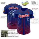 Custom Royal Red-White Fluid Wave Psychedelic Swirl Authentic Baseball Jersey