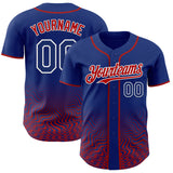 Custom Royal Red-White Fluid Wave Psychedelic Swirl Authentic Baseball Jersey