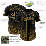 Custom Black-Old Gold Fluid Wave Psychedelic Swirl Authentic Baseball Jersey
