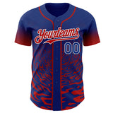 Custom Royal Red-White Fluid Wave Splatter Gradient Authentic Baseball Jersey