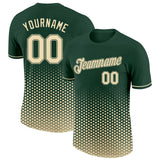 Custom Green-Cream Geometric Hexagonal Dot Gradient Performance T-Shirt