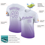 Custom White-Purple Geometric Hexagonal Dot Gradient Performance T-Shirt