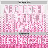 Custom White-Pink Geometric Hexagonal Dot Gradient Performance T-Shirt