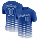 Custom Royal-White Geometric Hexagonal Dot Gradient Performance T-Shirt