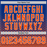 Custom Royal Orange-White Geometric Hexagonal Dot Gradient Performance T-Shirt