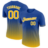 Custom Royal Gold-White Geometric Hexagonal Dot Gradient Performance T-Shirt