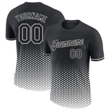 Custom Black-White Geometric Hexagonal Dot Gradient Performance T-Shirt