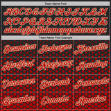 Custom Black Red-Cream Geometric Hexagonal Dot Gradient Performance T-Shirt