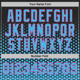 Custom Black Sky Blue-Pink Geometric Hexagonal Dot Gradient Performance T-Shirt