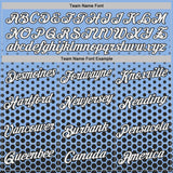 Custom Light Blue White-Black Geometric Hexagonal Dot Gradient Performance T-Shirt