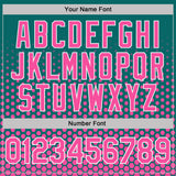 Custom Teal Pink-White Geometric Hexagonal Dot Gradient Performance T-Shirt
