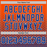 Custom Orange Royal-White Geometric Hexagonal Dot Gradient Performance T-Shirt