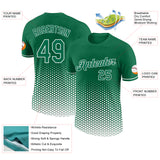 Custom Kelly Green-White Geometric Hexagonal Dot Gradient Performance T-Shirt