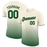 Custom Cream-Green Geometric Hexagonal Dot Gradient Performance T-Shirt