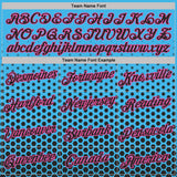 Custom Sky Blue Black-Pink Geometric Hexagonal Dot Gradient Performance T-Shirt