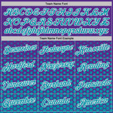 Custom Purple Teal-White Geometric Hexagonal Dot Gradient Performance T-Shirt