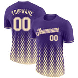 Custom Purple-Cream Geometric Hexagonal Dot Gradient Performance T-Shirt