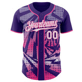 Custom Purple White-Pink Lightning Gradient Dot Authentic Baseball Jersey