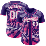 Custom Purple White-Pink Lightning Gradient Dot Authentic Baseball Jersey