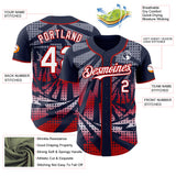 Custom Navy White-Red Lightning Gradient Dot Authentic Baseball Jersey