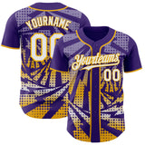 Custom Purple White-Gold Lightning Gradient Dot Authentic Baseball Jersey